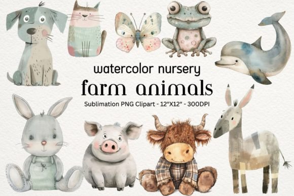 Download Watercolor Boho Nursery Farm Animals Png - Farm animals png Collection