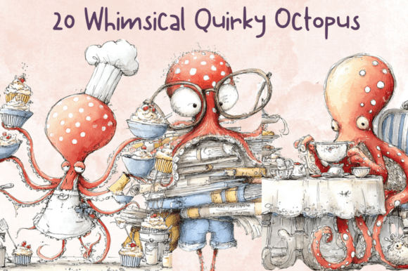 Download Whimsical Quirky Octopus Clipart - Premium Bundle