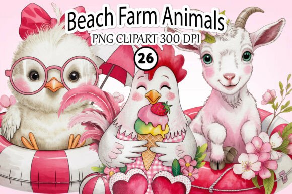 Download Whimsical Beach Farm Animals PNG Clipart - Farm animals png Collection