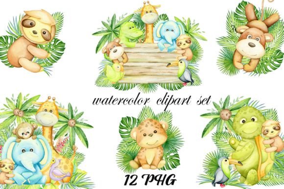 Download Jungle Watercolor Animal Clipart, Jungle - Animal clipart Collection