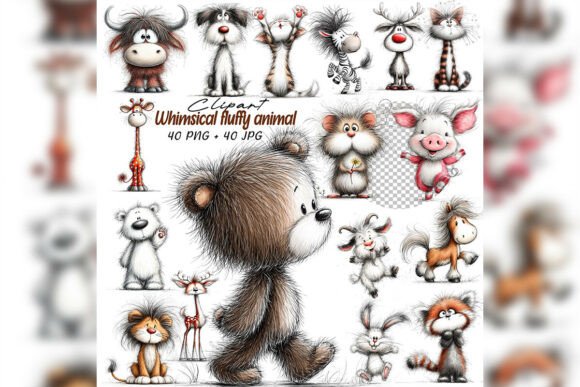 Download Whimsical Fluffy Animal Clipart Set - Animal clipart Collection