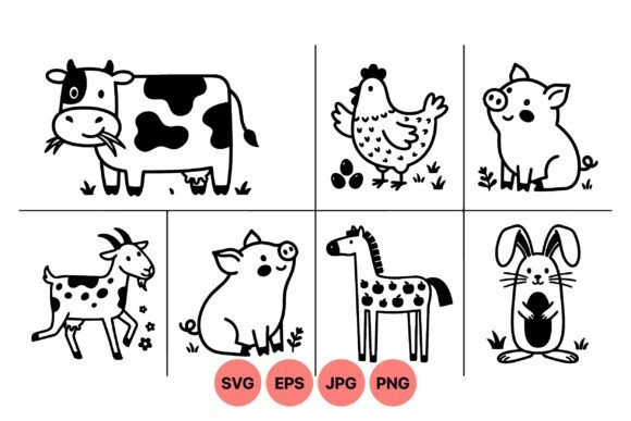 Download Cute Farm Animal Clipart Set - Animal clipart Collection