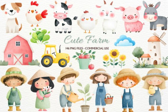 Download Rustic Farm Animals Nursery Clipart PNG - Rustic Collection