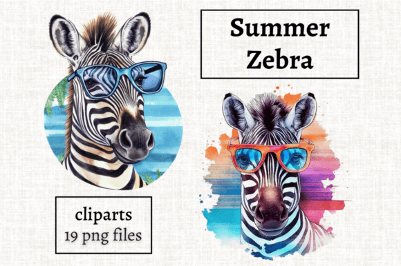 Download Cute Summer Zebra Cliparts Bundle PNG - Zebra Collection