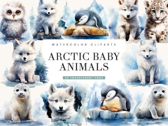 Download Watercolor Arctic Baby Animal Clipart - Animal clipart Collection