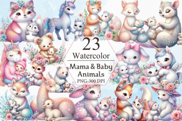 Download Mom and Baby Safari Animal Clipart - Animal clipart Collection