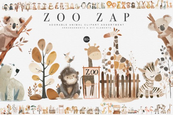 Download Watercolor Zoo Animal Clipart Collection - Animal clipart Collection
