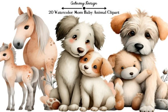Download Watercolor Mom Baby Animal Clipart - Animal clipart Collection