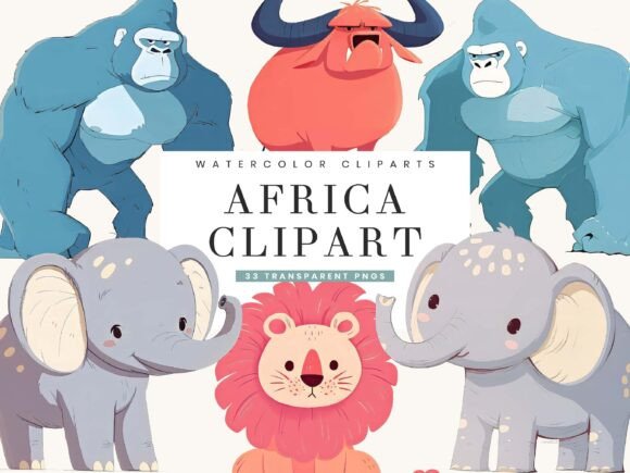 Download Watercolor Africa Animal Clipart Bundle - Animal clipart Collection