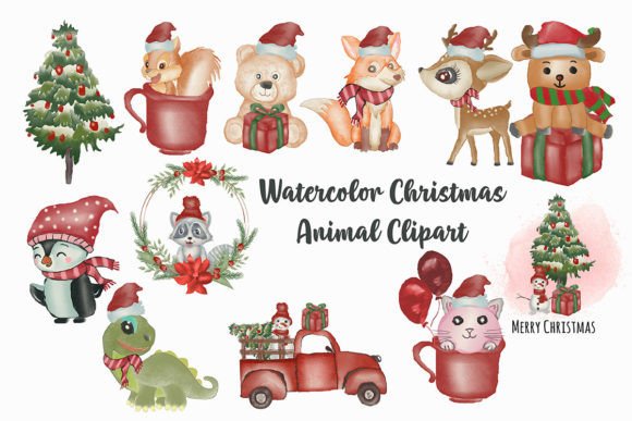 Download Watercolor Christmas Animal Cliparts - Animal clipart Collection