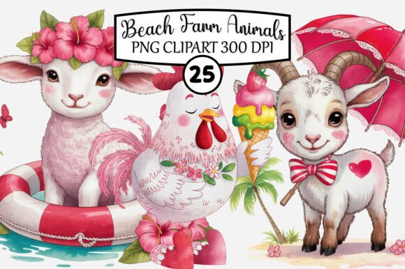 Download Whimsical Beach Farm Animals PNG Clipart - Farm animals png Collection