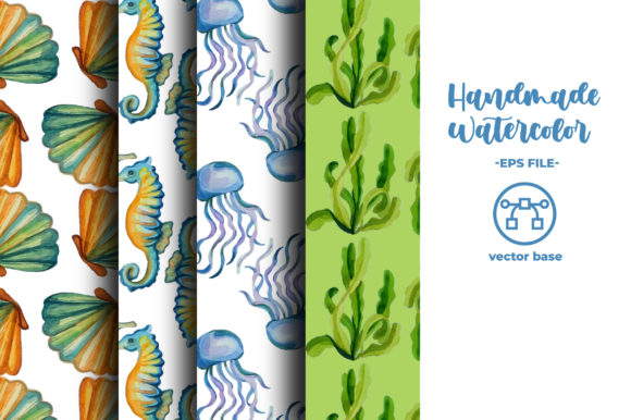 Download Sea Animals Pattern Watercolor - Sea animals pattern Collection
