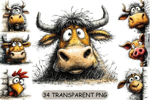 Download 34 Funny Peeking Farm Animals PNG - Farm animals png Collection
