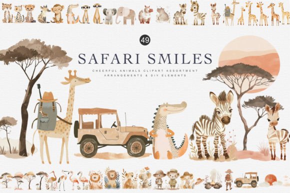 Download Watercolor Safari Animal Clipart Bundle - Animal clipart Collection