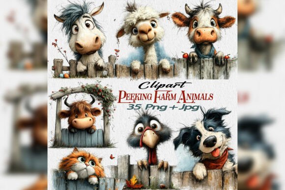 Download Spring Festival Peeking Farm Animals Png - Farm animals png Collection