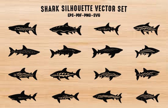 Download Zebra Shark Silhouette Shark Clipart Set - Zebra Collection
